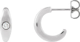 14K Gold Round Natural Diamond Accented Hoop Earrings X - White Gold