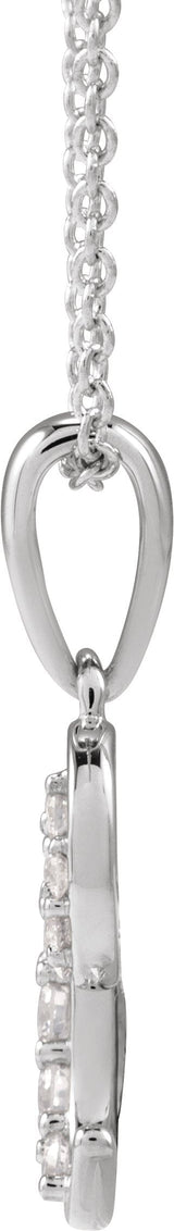 14K Gold Round Natural Diamond Accented Initial Necklace or Pendant - White Gold - view 2