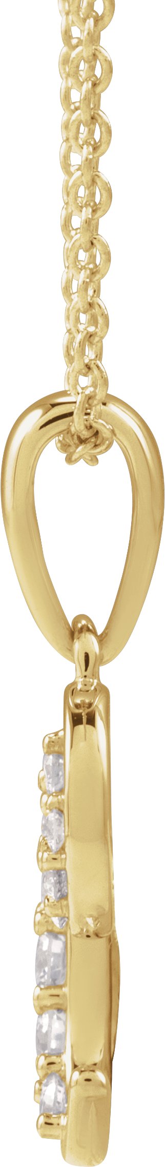 14K Gold Round Natural Diamond Accented Initial Necklace or Pendant - Yellow Gold - view 2