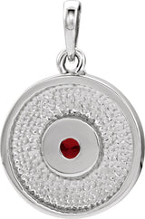Platinum Round Natural Mozambique Garnet Disc Necklace or Pendant - view 3