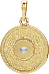 14K Gold Round Natural Diamond Disc Necklace or Pendant - Yellow Gold - view 3