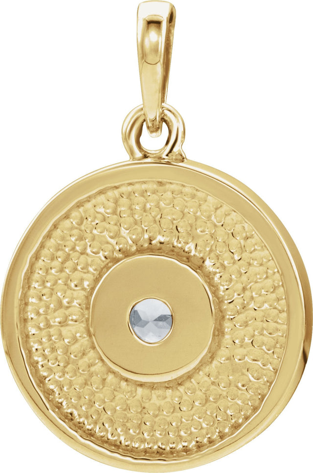 14K Gold Round Natural Diamond Disc Necklace or Pendant - Yellow Gold - view 3