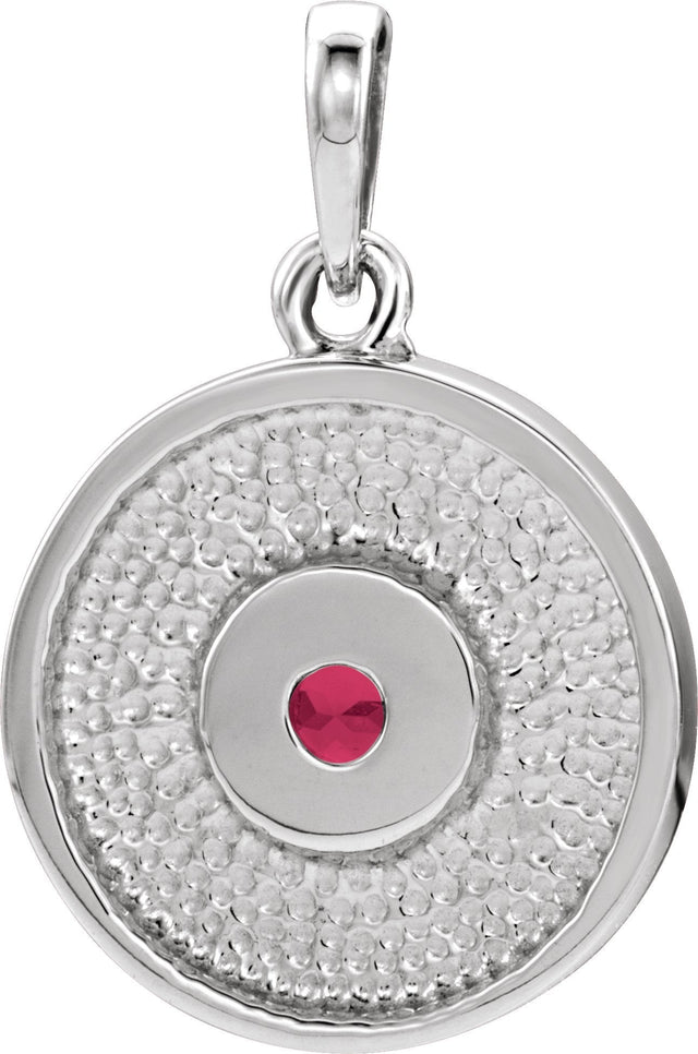 Platinum Round Natural Ruby Disc Necklace or Pendant - view 3