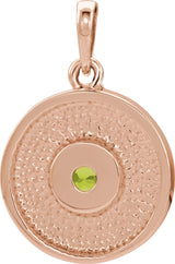 14K Gold Round Natural Peridot Disc Necklace or Pendant - Rose Gold - view 3