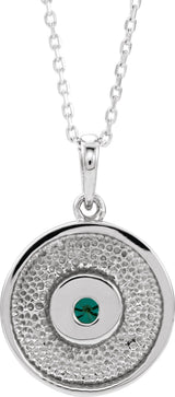 Platinum Round Natural Emerald Disc Necklace or Pendant - view 3