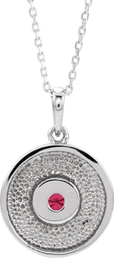 Platinum Round Natural Ruby Disc Necklace or Pendant - view 3