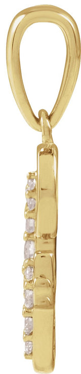14K Gold Round Natural Diamond Accented Initial Necklace or Pendant - Yellow Gold - view 2
