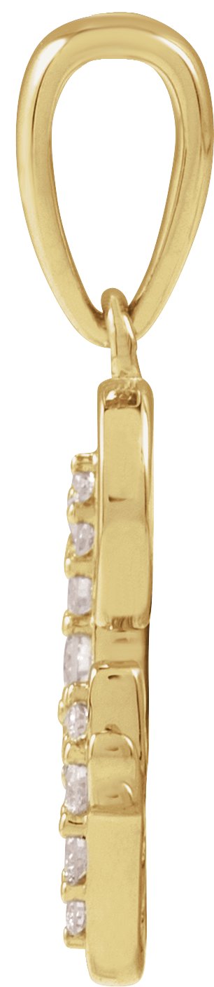 14K Gold Round Natural Diamond Accented Initial Necklace or Pendant - Yellow Gold - view 2
