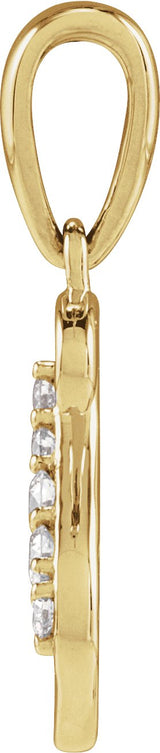 14K Gold Round Natural Diamond Accented Initial Necklace or Pendant - Yellow Gold - view 2