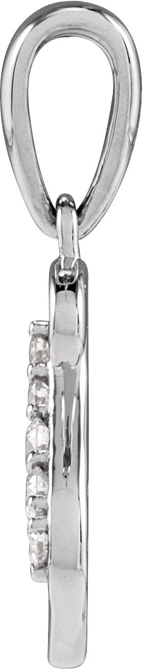 14K Gold Round Natural Diamond Accented Initial Necklace or Pendant - White Gold - view 2