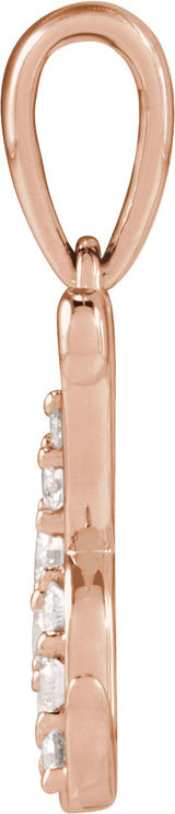14K Gold Round Natural Diamond Accented Initial Necklace or Pendant - Rose Gold - view 2