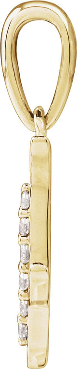 14K Gold Round Natural Diamond Accented Initial Necklace or Pendant - Yellow Gold - view 2