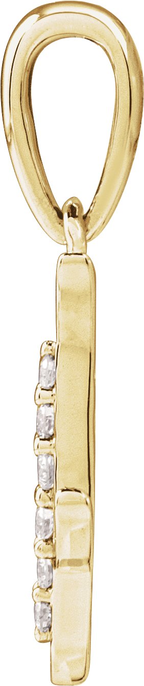 14K Gold Round Natural Diamond Accented Initial Necklace or Pendant - Yellow Gold - view 2