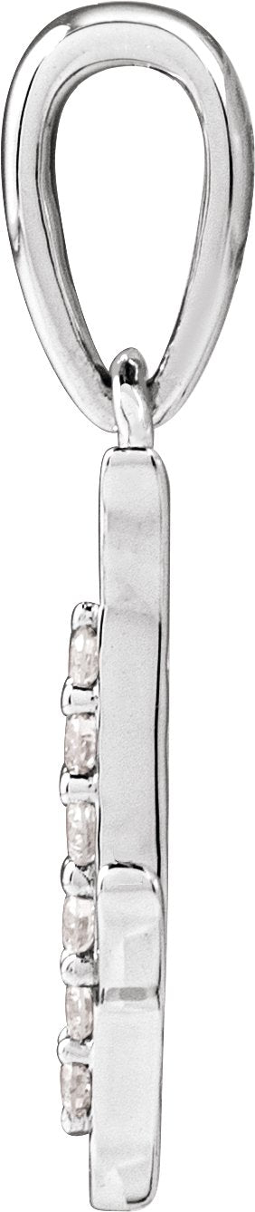 14K Gold Round Natural Diamond Accented Initial Necklace or Pendant - White Gold - view 2