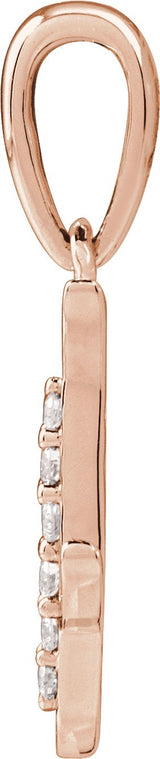 14K Gold Round Natural Diamond Accented Initial Necklace or Pendant - Rose Gold - view 2