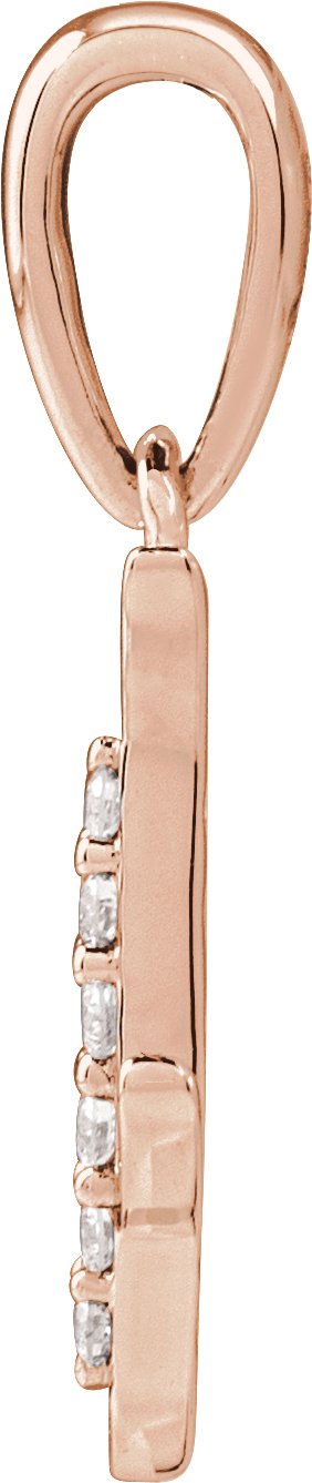14K Gold Round Natural Diamond Accented Initial Necklace or Pendant - Rose Gold - view 2