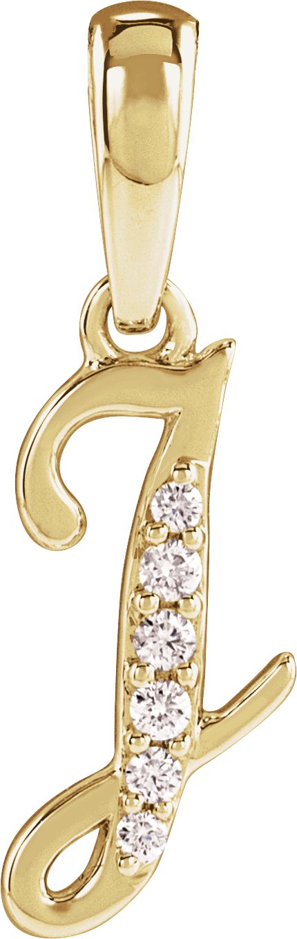 14K Gold Round Natural Diamond Accented Initial Necklace or Pendant - Yellow Gold