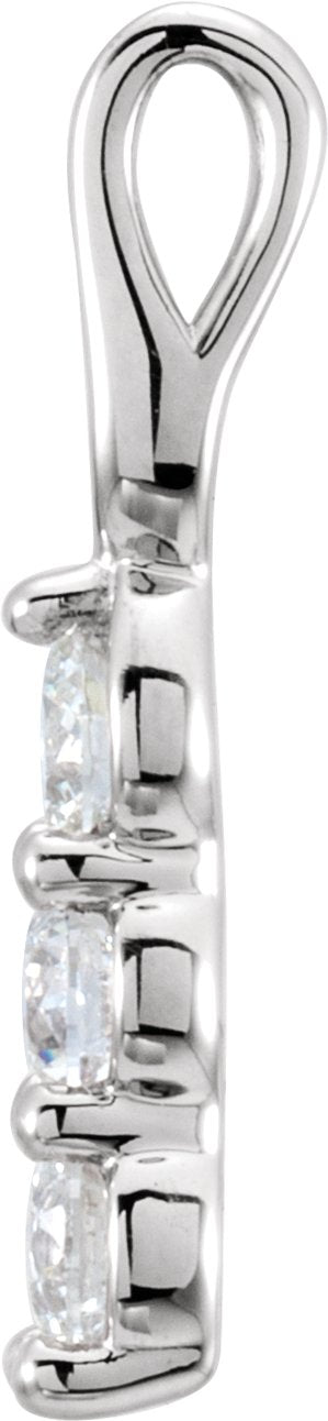 14K Gold Round Natural Diamond Three-Stone Pendant – up to 9/10 CTW - White Gold