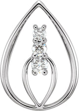 14K Gold Round Natural Diamond Three-Stone Pendant – 3.9mm Stones - White Gold