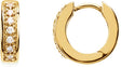 14K Gold Round Natural Diamond Accented Hoop Earrings – 1.3mm Stones - Yellow Gold