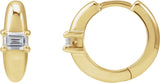 14K Gold Emerald Natural Diamond Accented Hoop Earrings - Yellow Gold