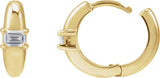 14K Gold Emerald Natural Diamond Accented Hoop Earrings - Yellow Gold - view 3