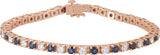 14K Gold Round Lab-Grown Blue Sapphire Line Bracelet - Rose Gold