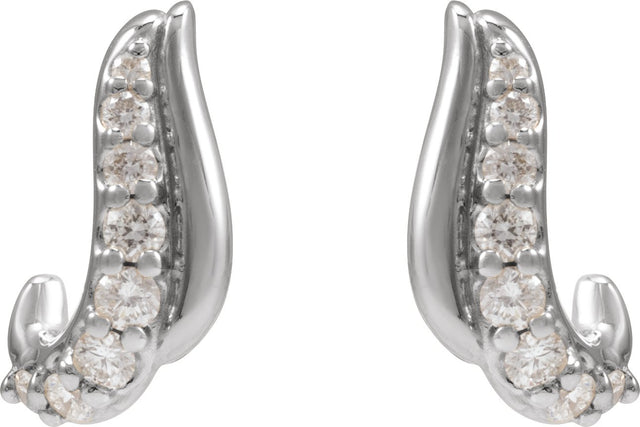 Platinum Round Natural Diamond Accented Freeform Earrings III - view 3