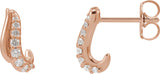 14K Gold Round Natural Diamond Accented Freeform Earrings III - Rose Gold - view 2