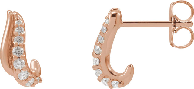 14K Gold Round Natural Diamond Accented Freeform Earrings III - Rose Gold - view 2
