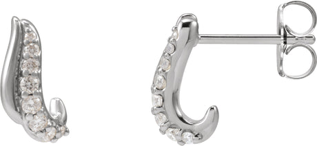 Platinum Round Natural Diamond Accented Freeform Earrings III