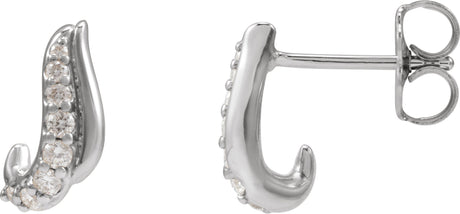 Platinum Round Natural Diamond Accented Freeform Earrings III - view 2