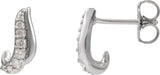 14K Gold Round Natural Diamond Accented Freeform Earrings III - White Gold - view 2