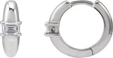 Platinum Emerald Natural Diamond Accented Hoop Earrings