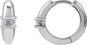 Platinum Emerald Natural Diamond Accented Hoop Earrings