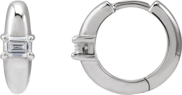 Platinum Emerald Natural Diamond Accented Hoop Earrings
