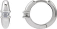 14K Gold Emerald Lab-Grown Diamond Accented Hoop Earrings - White Gold