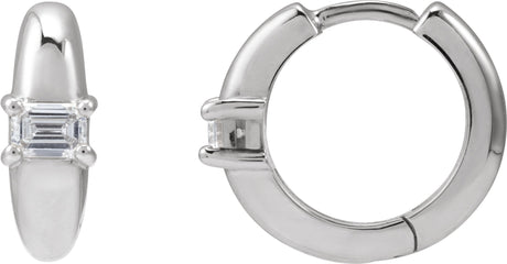 14K Gold Emerald Lab-Grown Diamond Accented Hoop Earrings - White Gold