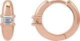 14K Gold Emerald Lab-Grown Diamond Accented Hoop Earrings - Rose Gold