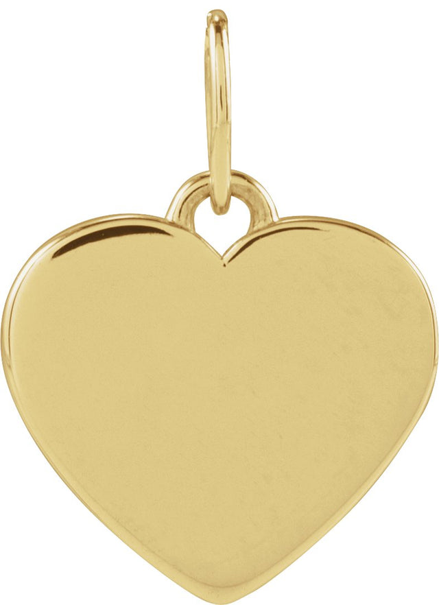 14K Gold Round Natural Diamond Engravable Paw Print Heart Pendant - Yellow Gold - view 4