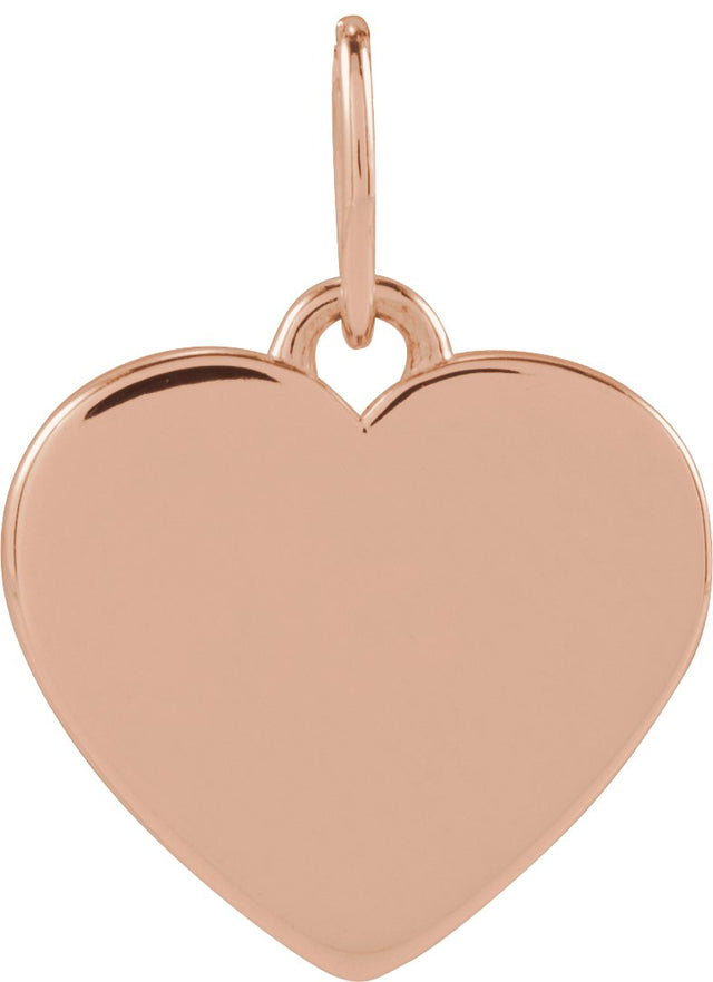 14K Gold Round Natural Diamond Engravable Paw Print Heart Pendant - Rose Gold - view 4