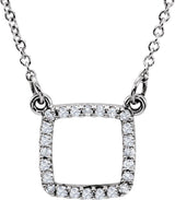 14K Gold Square Necklace - White Gold