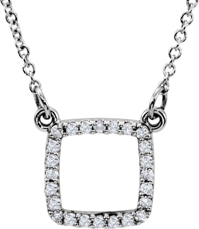 14K Gold Square Necklace - White Gold