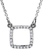 14K Gold Square Necklace - White Gold
