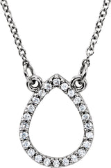 14K Gold Teardrop Necklace - White Gold