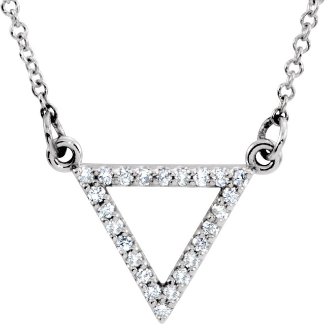 14K Gold Triangle Necklace - White Gold