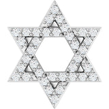 14K Gold Round Natural Diamond Star of David Necklace or Pendant - White Gold