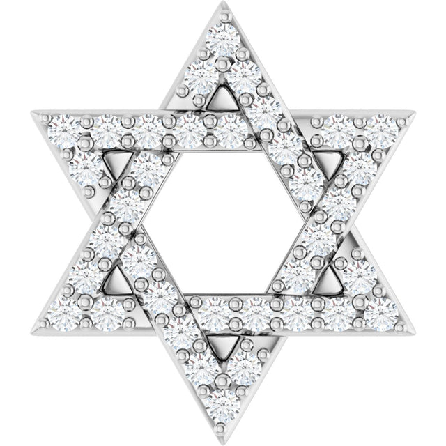 Platinum Round Natural Diamond Star of David Necklace or Pendant