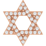 14K Gold Round Natural Diamond Star of David Necklace or Pendant - Rose Gold