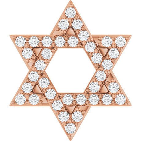 14K Gold Round Natural Diamond Star of David Necklace or Pendant - Rose Gold